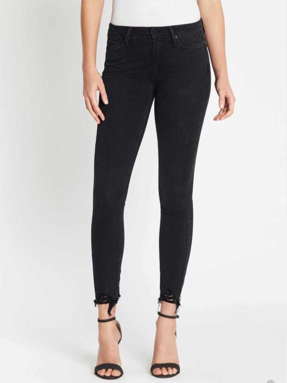 PAIGE Verdugo Ankle Fray Coated Skinny Jeans in Black Fog Size 29